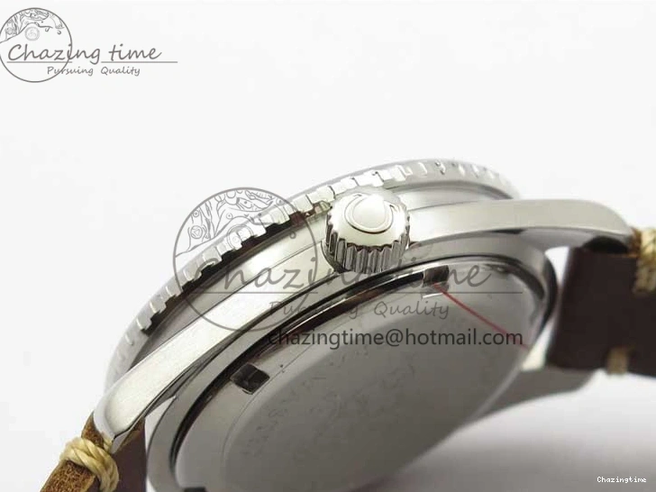 0117 Vintage Seamaster 300 No Date SS B12 Black Dial On Brown Leather Strap A2836 (Free Nylon Strap) Comfortable 7912